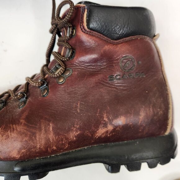 Scarpa Vintage Italian Made Mens Delta Steel Toe Hiking Boots Italy 41 US 8 - Picture 8 of 9